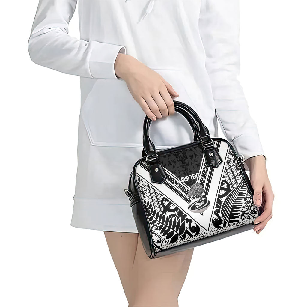 New Zealand Silver Fern Rugby Custom Shoulder Handbag Go Wheel Kiwi Maori Pattern