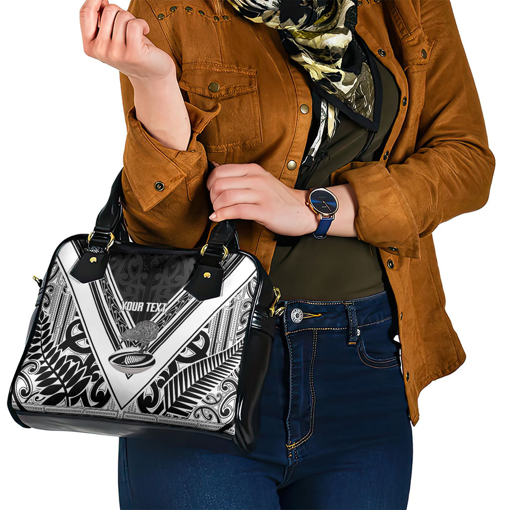 New Zealand Silver Fern Rugby Custom Shoulder Handbag Go Wheel Kiwi Maori Pattern