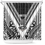 New Zealand Silver Fern Rugby Custom Shower Curtain Go Wheel Kiwi Maori Pattern