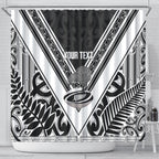 New Zealand Silver Fern Rugby Custom Shower Curtain Go Wheel Kiwi Maori Pattern