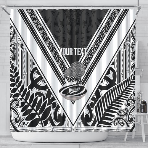 New Zealand Silver Fern Rugby Custom Shower Curtain Go Wheel Kiwi Maori Pattern