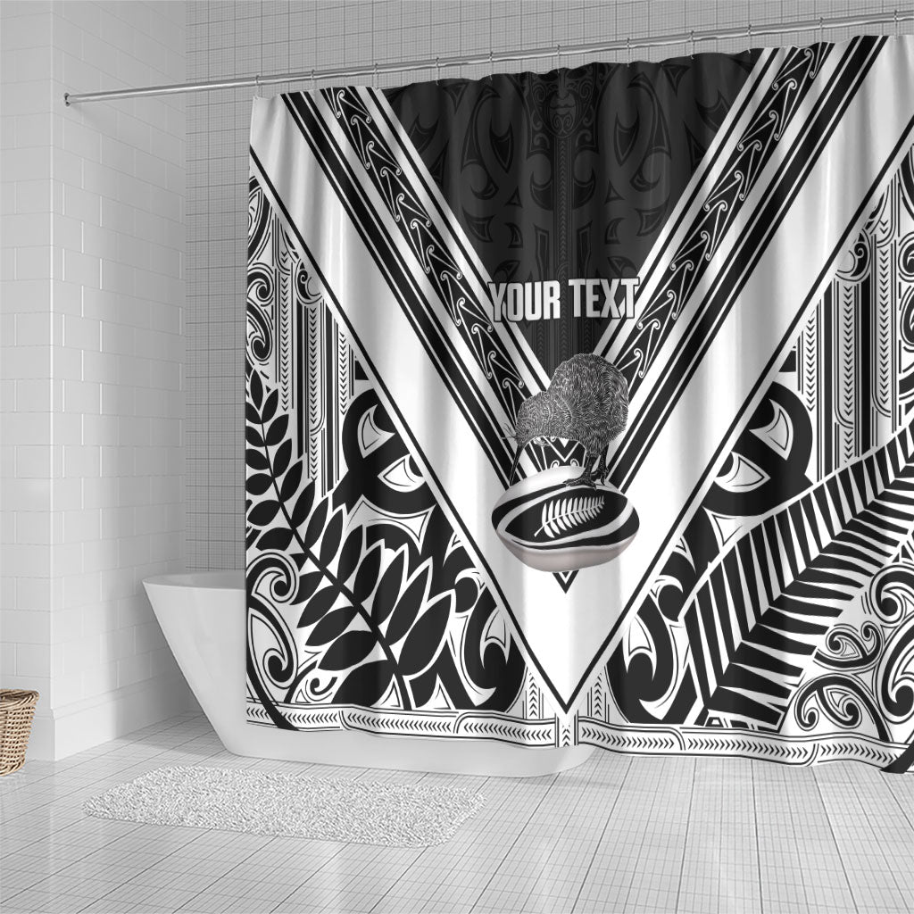 New Zealand Silver Fern Rugby Custom Shower Curtain Go Wheel Kiwi Maori Pattern