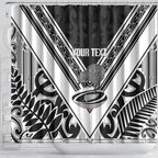 New Zealand Silver Fern Rugby Custom Shower Curtain Go Wheel Kiwi Maori Pattern