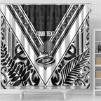 New Zealand Silver Fern Rugby Custom Shower Curtain Go Wheel Kiwi Maori Pattern