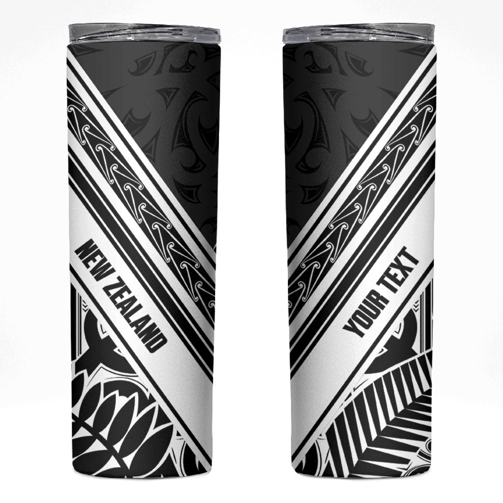 New Zealand Silver Fern Rugby Custom Skinny Tumbler Go Wheel Kiwi Maori Pattern