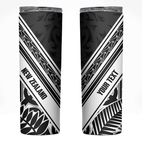 New Zealand Silver Fern Rugby Custom Skinny Tumbler Go Wheel Kiwi Maori Pattern