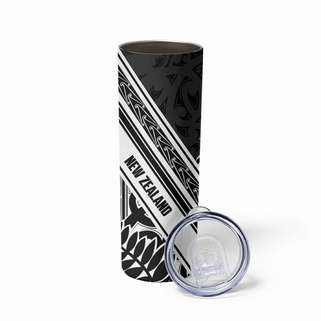 New Zealand Silver Fern Rugby Custom Skinny Tumbler Go Wheel Kiwi Maori Pattern