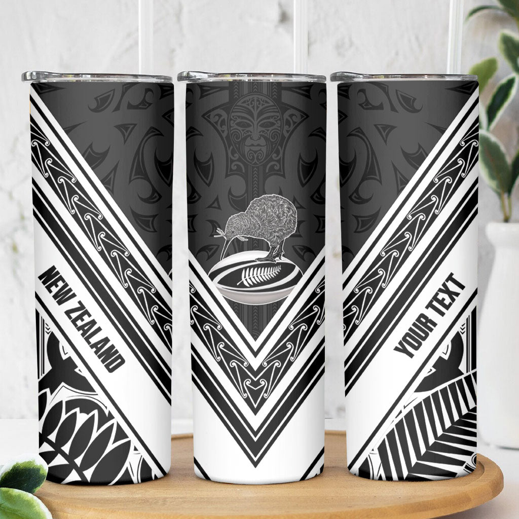 New Zealand Silver Fern Rugby Custom Skinny Tumbler Go Wheel Kiwi Maori Pattern