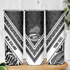 New Zealand Silver Fern Rugby Custom Skinny Tumbler Go Wheel Kiwi Maori Pattern