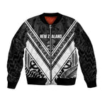 New Zealand Silver Fern Rugby Custom Sleeve Zip Bomber Jacket Go Wheel Kiwi Maori Pattern