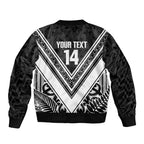 New Zealand Silver Fern Rugby Custom Sleeve Zip Bomber Jacket Go Wheel Kiwi Maori Pattern