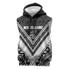 New Zealand Silver Fern Rugby Custom Sleeveless Hoodie Go Wheel Kiwi Maori Pattern