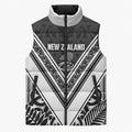 New Zealand Silver Fern Rugby Custom Sleeveless Puffer Jacket Go Wheel Kiwi Maori Pattern