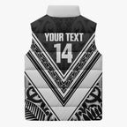 New Zealand Silver Fern Rugby Custom Sleeveless Puffer Jacket Go Wheel Kiwi Maori Pattern