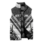 New Zealand Silver Fern Rugby Custom Sleeveless Puffer Jacket Go Wheel Kiwi Maori Pattern