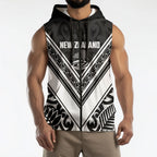 New Zealand Silver Fern Rugby Custom Sleeveless Zip Hoodie Go Wheel Kiwi Maori Pattern