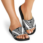 New Zealand Silver Fern Rugby Custom Slide Sandals Go Wheel Kiwi Maori Pattern