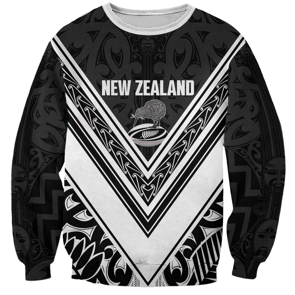 New Zealand Silver Fern Rugby Custom Sweatshirt Go Wheel Kiwi Maori Pattern