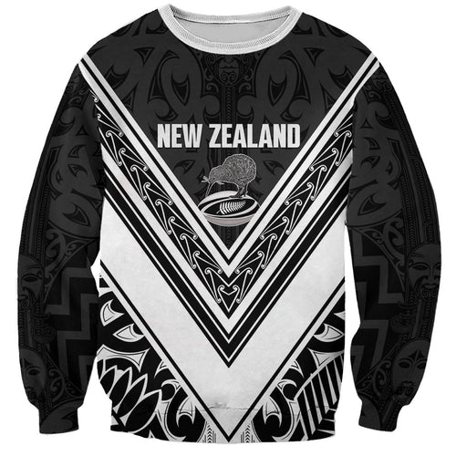 New Zealand Silver Fern Rugby Custom Sweatshirt Go Wheel Kiwi Maori Pattern