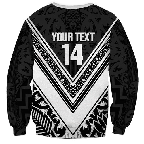New Zealand Silver Fern Rugby Custom Sweatshirt Go Wheel Kiwi Maori Pattern