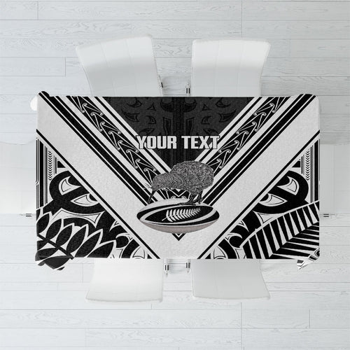 New Zealand Silver Fern Rugby Custom Tablecloth Go Wheel Kiwi Maori Pattern
