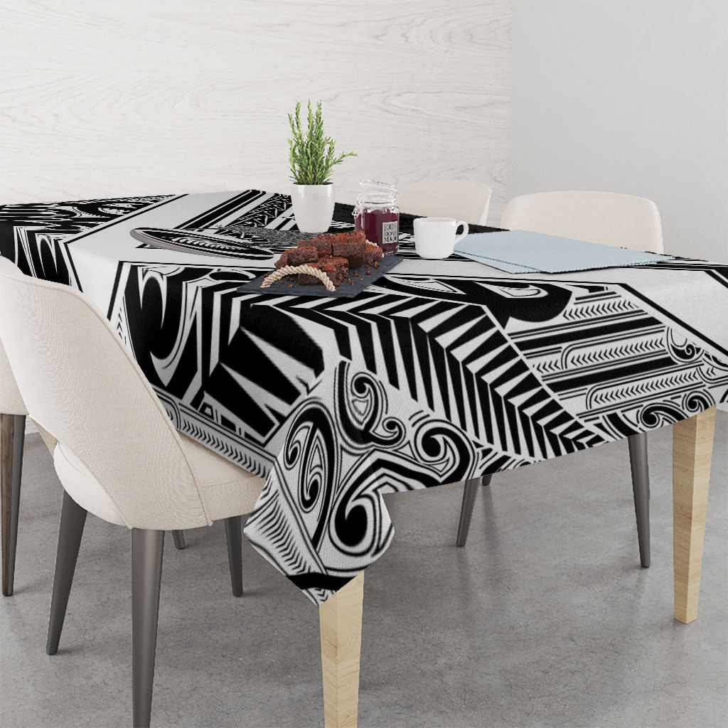 New Zealand Silver Fern Rugby Custom Tablecloth Go Wheel Kiwi Maori Pattern