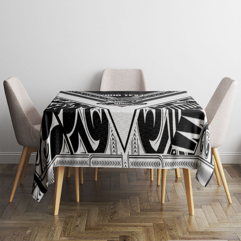New Zealand Silver Fern Rugby Custom Tablecloth Go Wheel Kiwi Maori Pattern