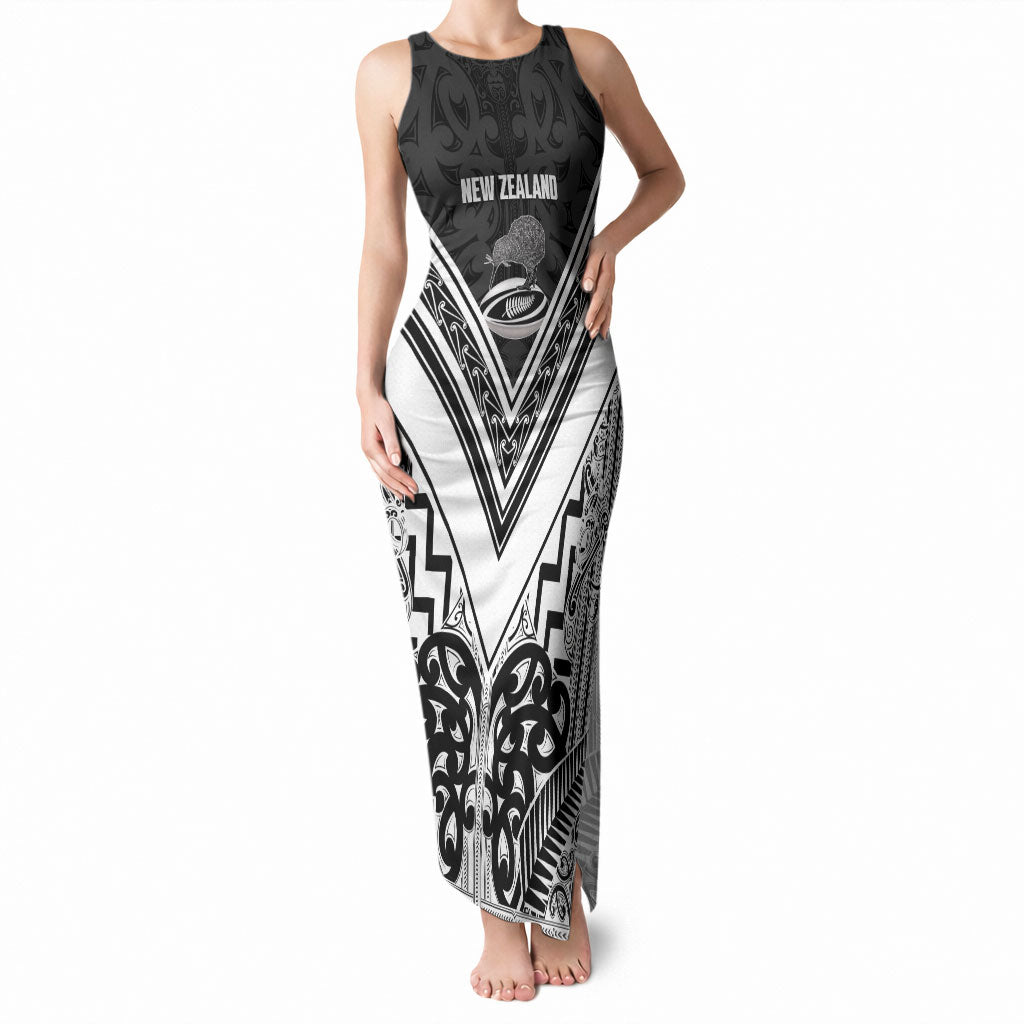 New Zealand Silver Fern Rugby Custom Tank Maxi Dress Go Wheel Kiwi Maori Pattern