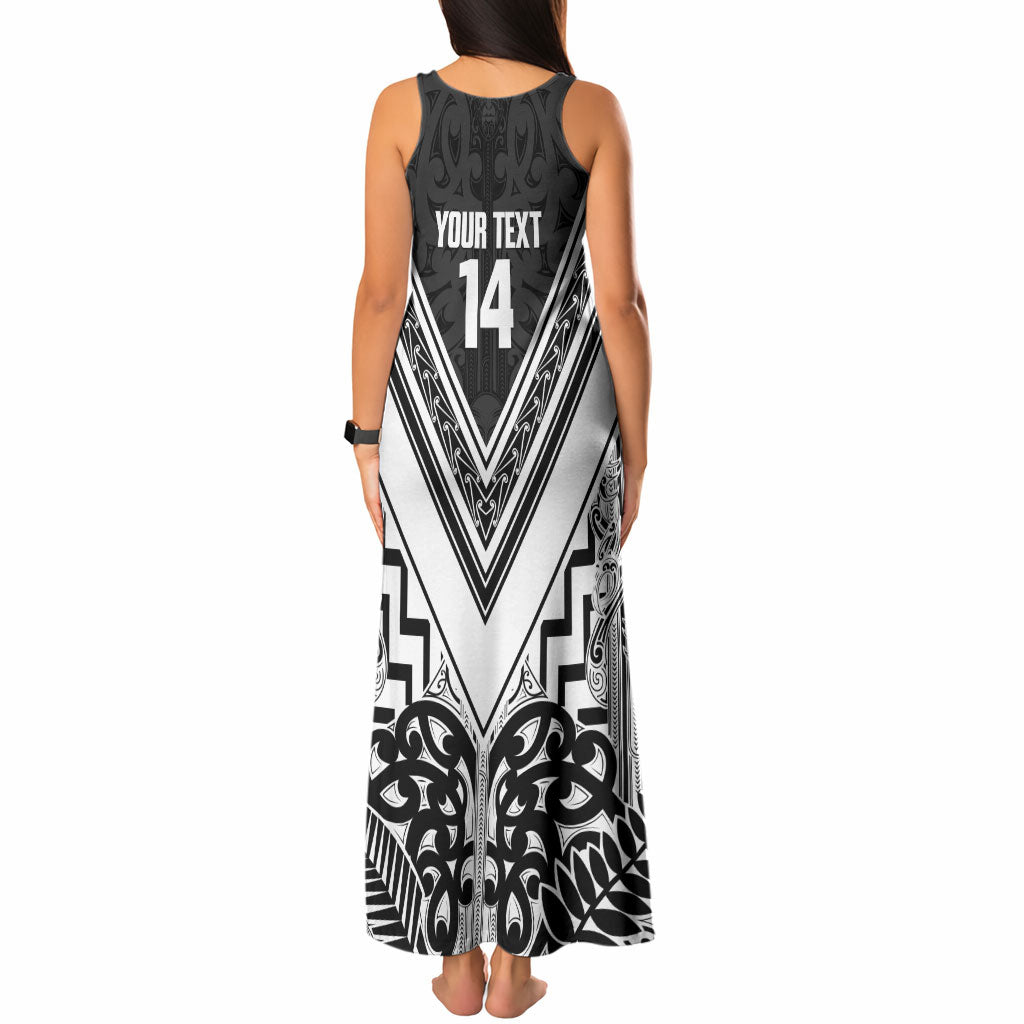 New Zealand Silver Fern Rugby Custom Tank Maxi Dress Go Wheel Kiwi Maori Pattern
