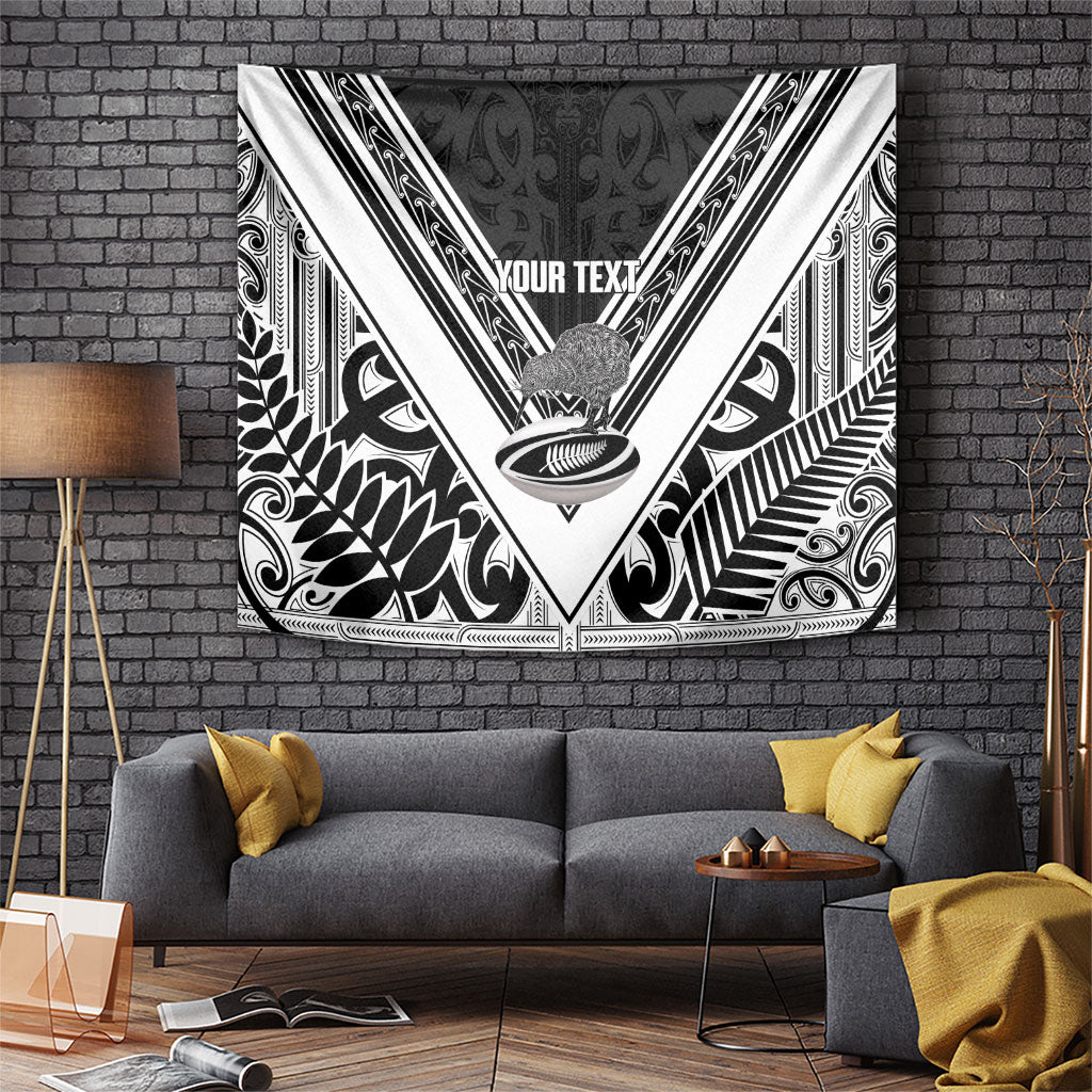 New Zealand Silver Fern Rugby Custom Tapestry Go Wheel Kiwi Maori Pattern