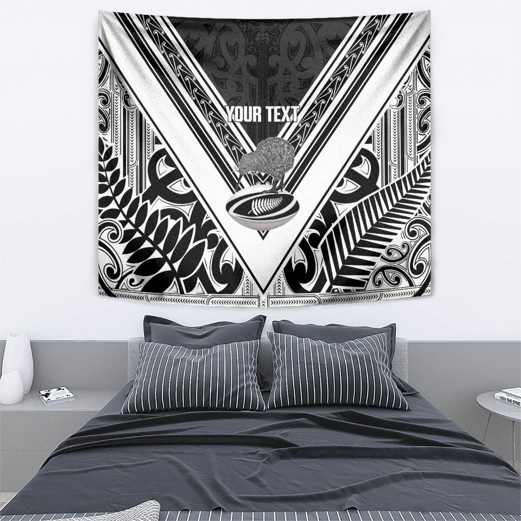 New Zealand Silver Fern Rugby Custom Tapestry Go Wheel Kiwi Maori Pattern