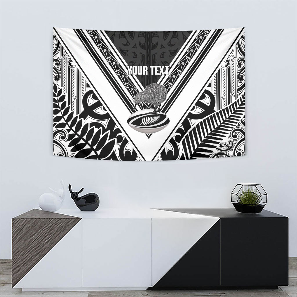 New Zealand Silver Fern Rugby Custom Tapestry Go Wheel Kiwi Maori Pattern