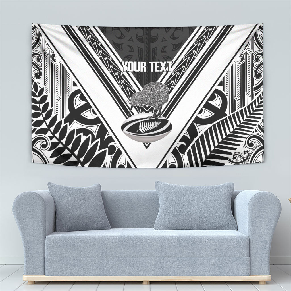 New Zealand Silver Fern Rugby Custom Tapestry Go Wheel Kiwi Maori Pattern