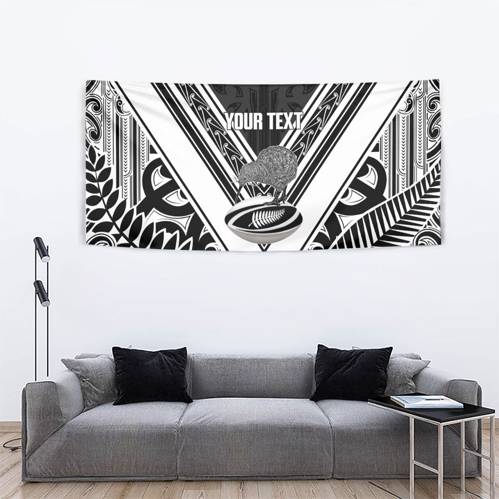 New Zealand Silver Fern Rugby Custom Tapestry Go Wheel Kiwi Maori Pattern
