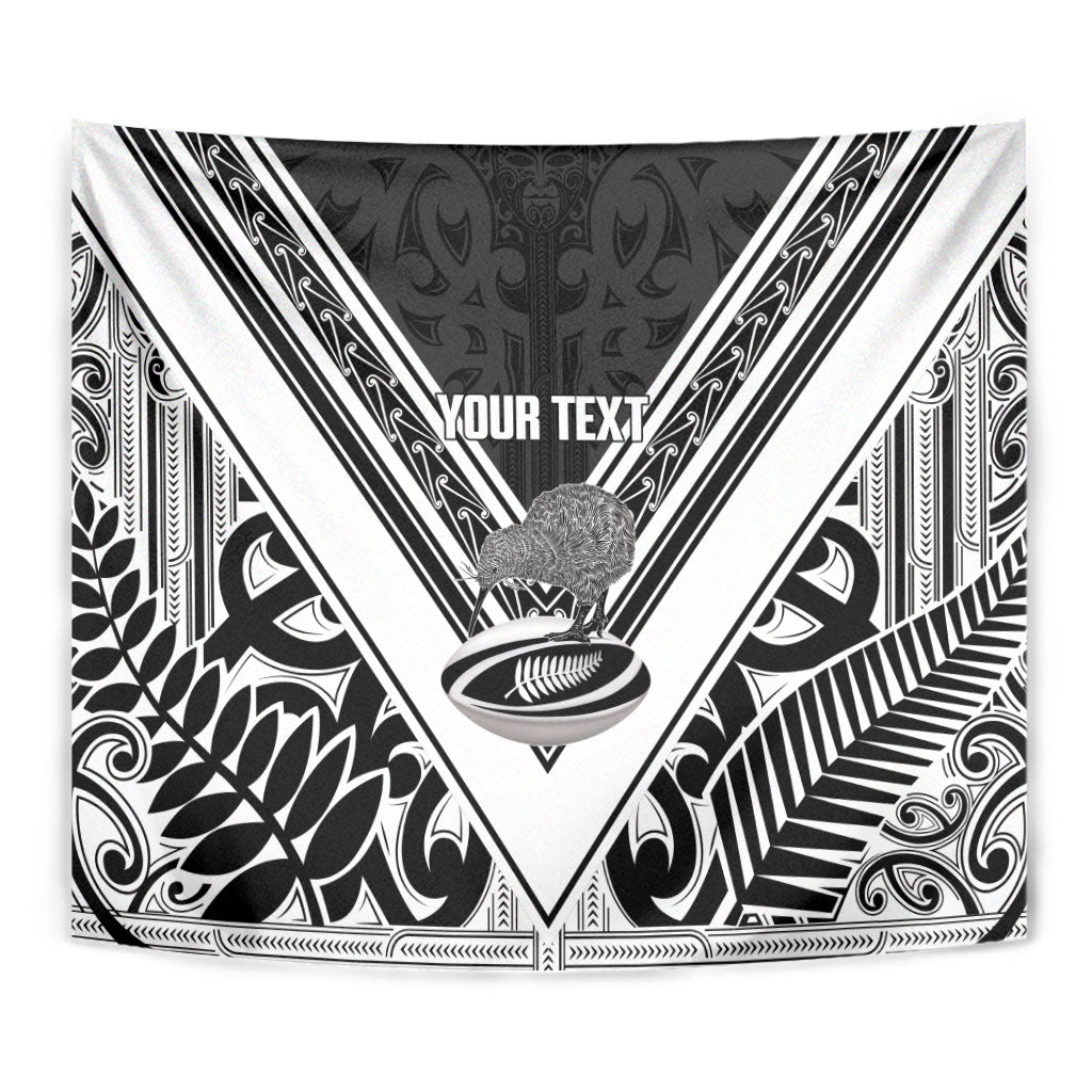 New Zealand Silver Fern Rugby Custom Tapestry Go Wheel Kiwi Maori Pattern