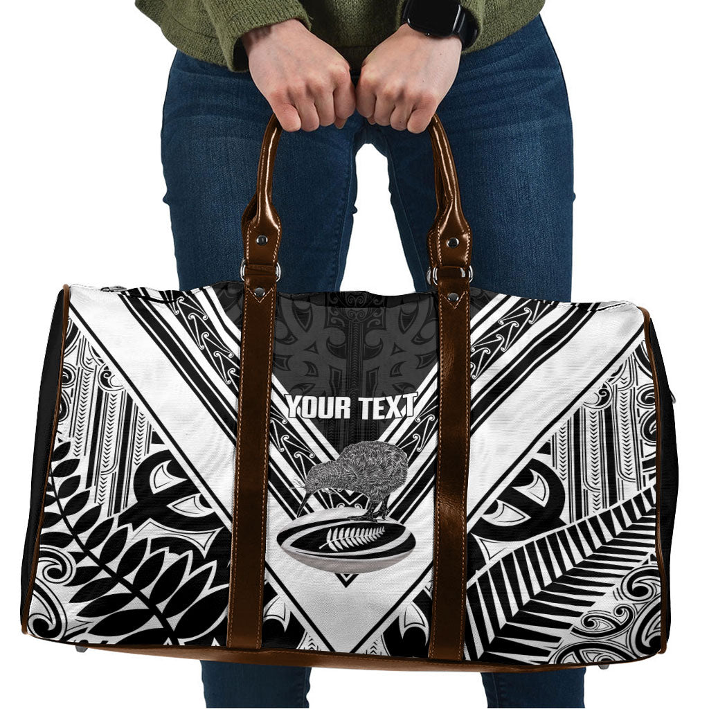 New Zealand Silver Fern Rugby Custom Travel Bag Go Wheel Kiwi Maori Pattern