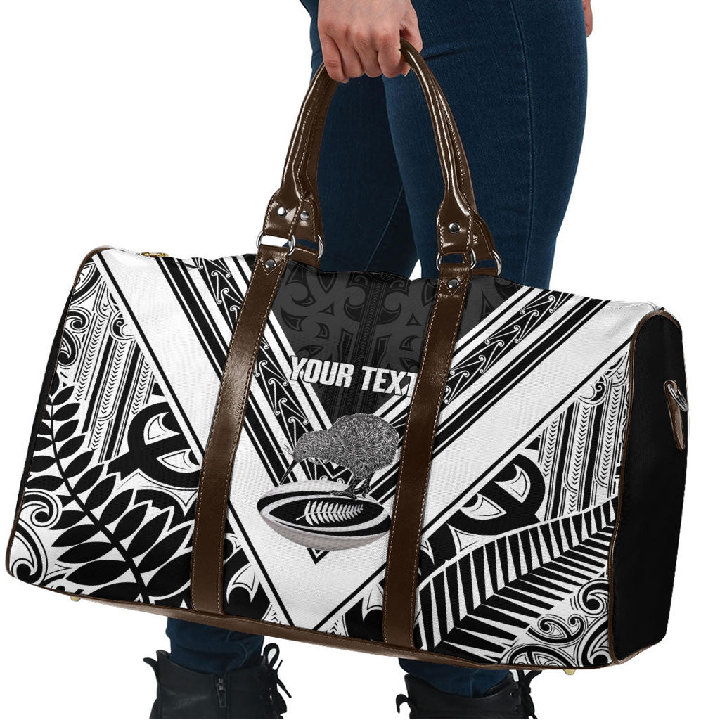 New Zealand Silver Fern Rugby Custom Travel Bag Go Wheel Kiwi Maori Pattern