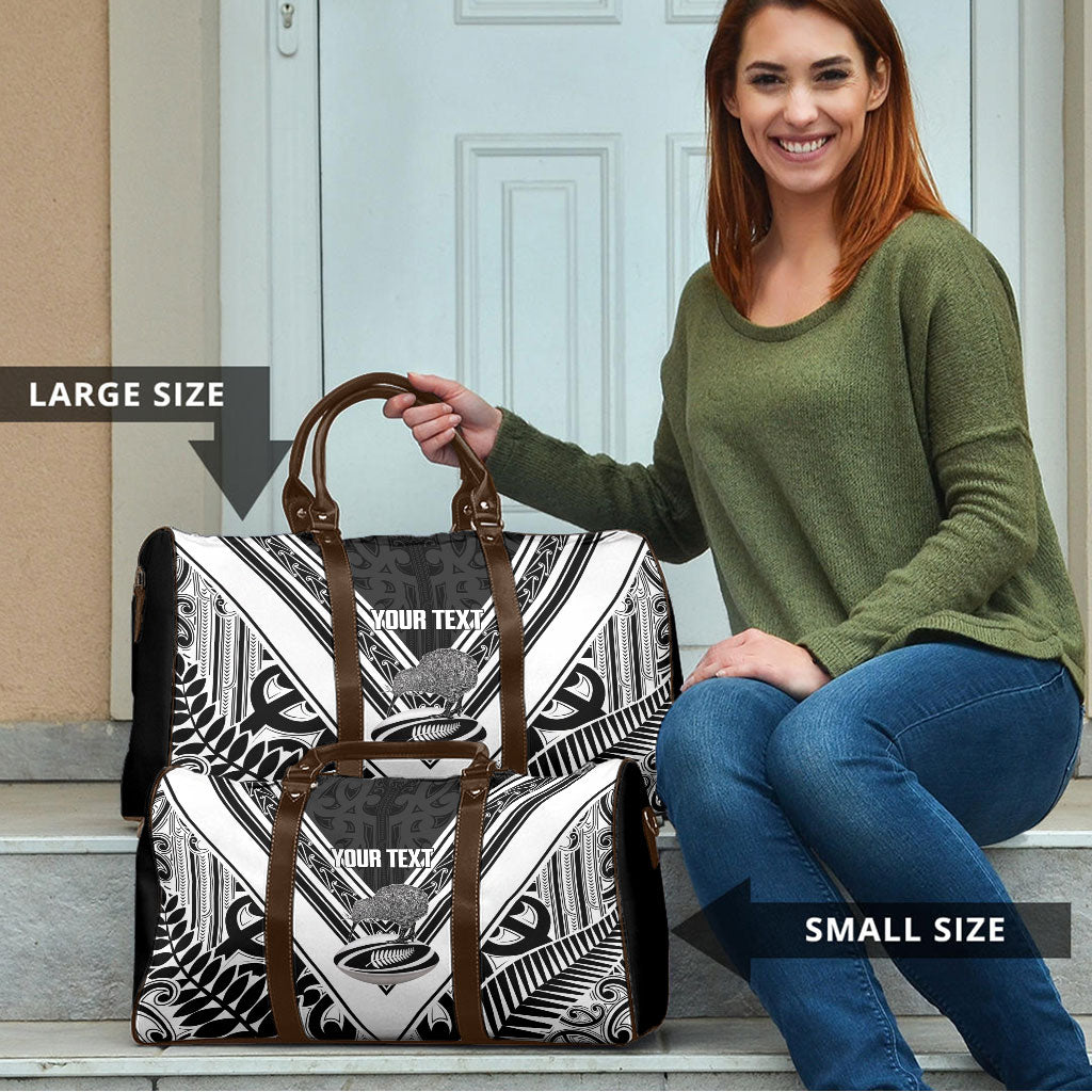 New Zealand Silver Fern Rugby Custom Travel Bag Go Wheel Kiwi Maori Pattern