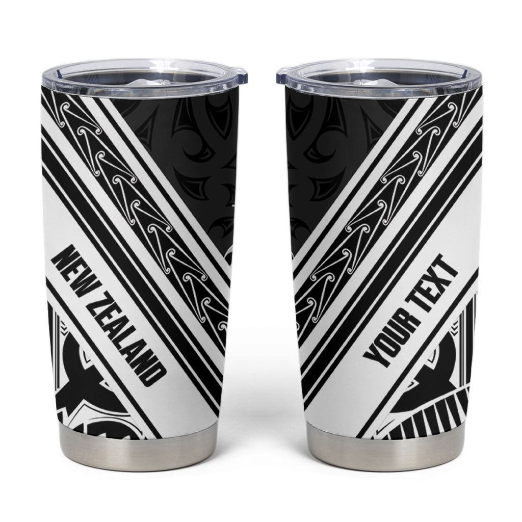 New Zealand Silver Fern Rugby Custom Tumbler Cup Go Wheel Kiwi Maori Pattern