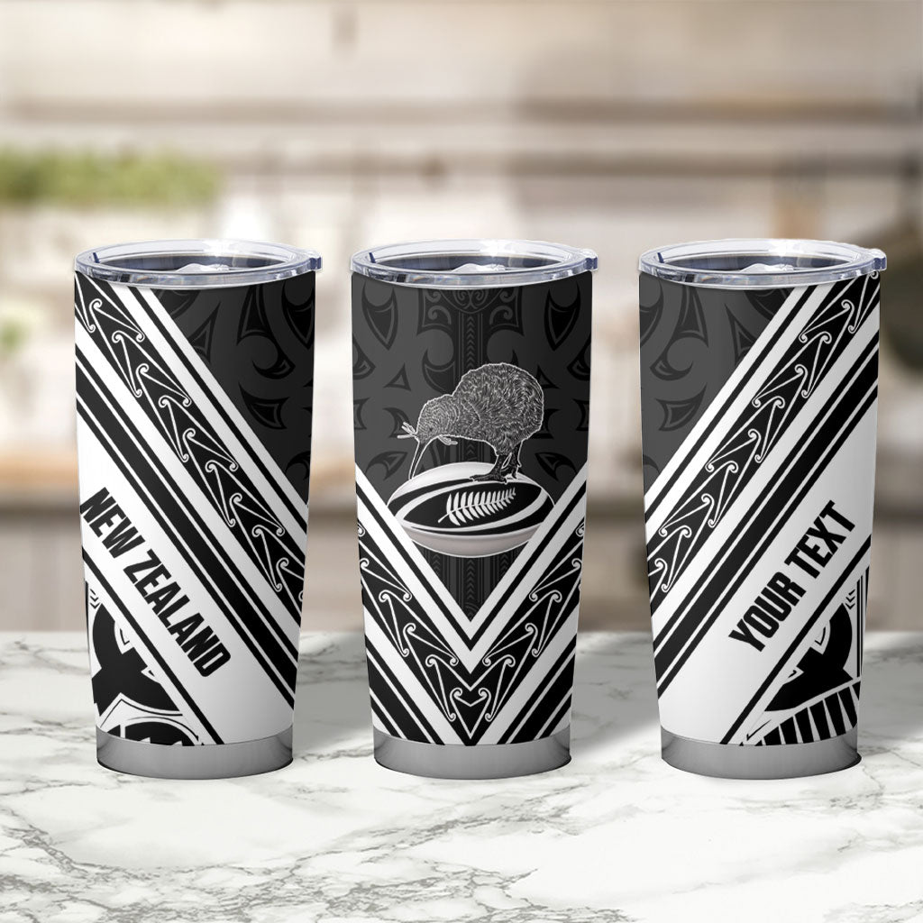 New Zealand Silver Fern Rugby Custom Tumbler Cup Go Wheel Kiwi Maori Pattern