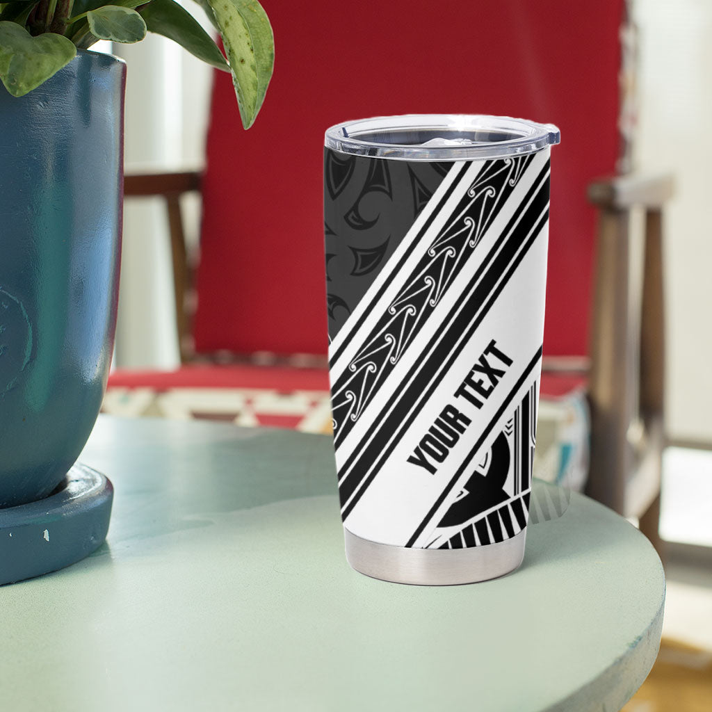 New Zealand Silver Fern Rugby Custom Tumbler Cup Go Wheel Kiwi Maori Pattern