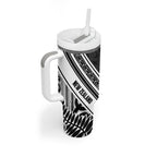 New Zealand Silver Fern Rugby Custom Tumbler With Handle Go Wheel Kiwi Maori Pattern