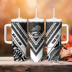 New Zealand Silver Fern Rugby Custom Tumbler With Handle Go Wheel Kiwi Maori Pattern