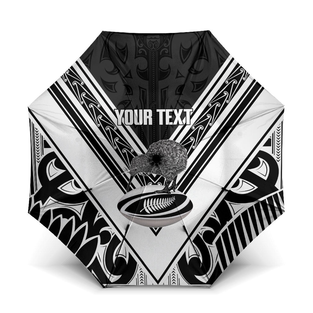 New Zealand Silver Fern Rugby Custom Umbrella Go Wheel Kiwi Maori Pattern