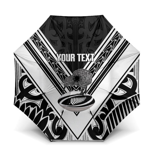New Zealand Silver Fern Rugby Custom Umbrella Go Wheel Kiwi Maori Pattern