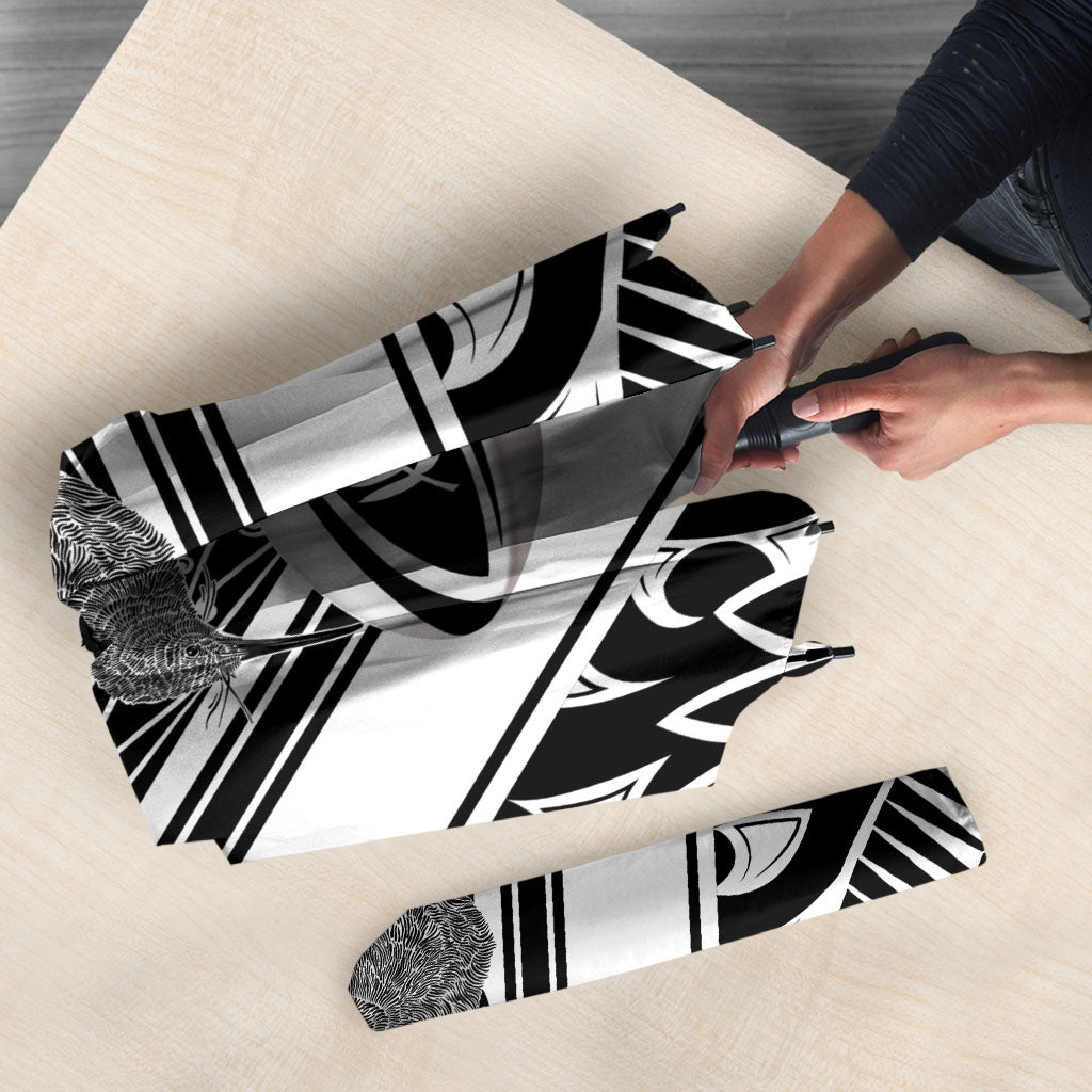 New Zealand Silver Fern Rugby Custom Umbrella Go Wheel Kiwi Maori Pattern