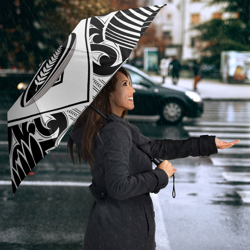 New Zealand Silver Fern Rugby Custom Umbrella Go Wheel Kiwi Maori Pattern