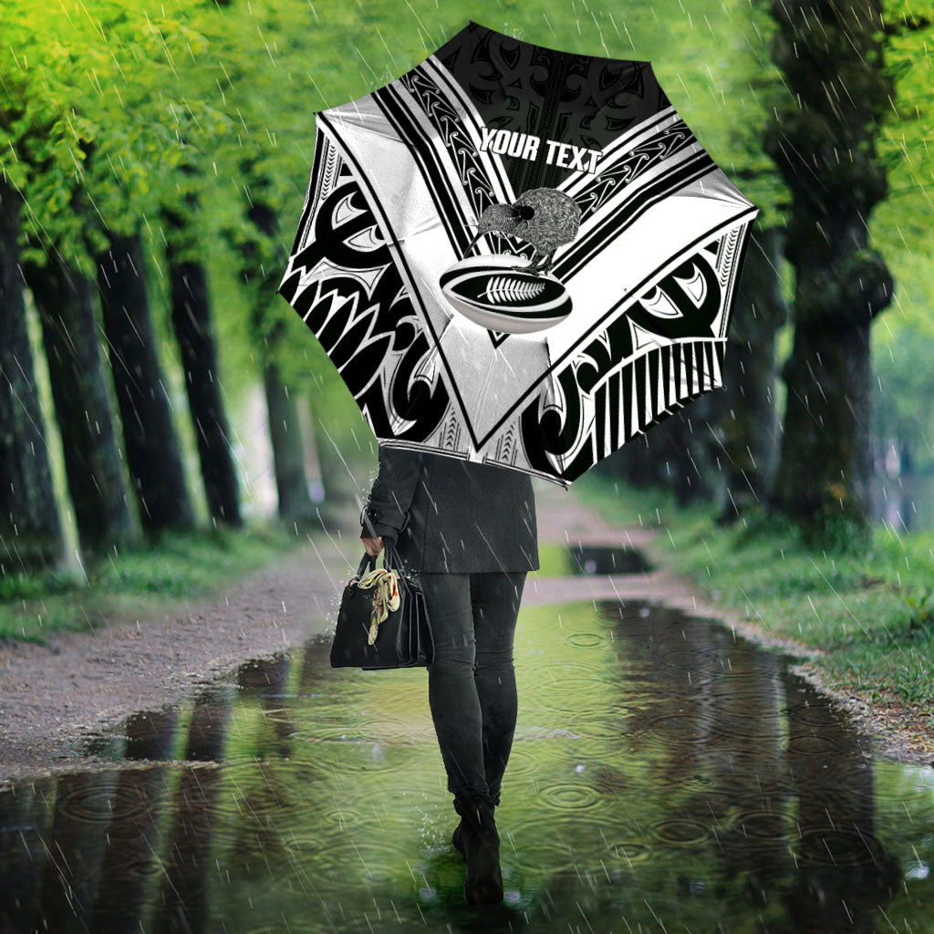 New Zealand Silver Fern Rugby Custom Umbrella Go Wheel Kiwi Maori Pattern