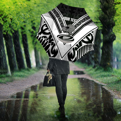 New Zealand Silver Fern Rugby Custom Umbrella Go Wheel Kiwi Maori Pattern