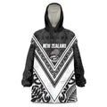 New Zealand Silver Fern Rugby Custom Wearable Blanket Hoodie Go Wheel Kiwi Maori Pattern